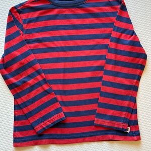 Striped Kids Long Sleeve Shirt - Red and Navy